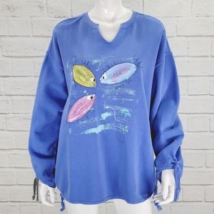 Kunky's Hand Painted Sweatshirt "By the Sea" Size:XL NWOT!